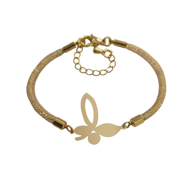 دستبند طلا 18 عیار زنانه شمیم گلد گالری طرح پروانه کد D74-9 دستبند طلا 18 عیار زنانه شمیم گلد گالری طرح پروانه کد D74-9