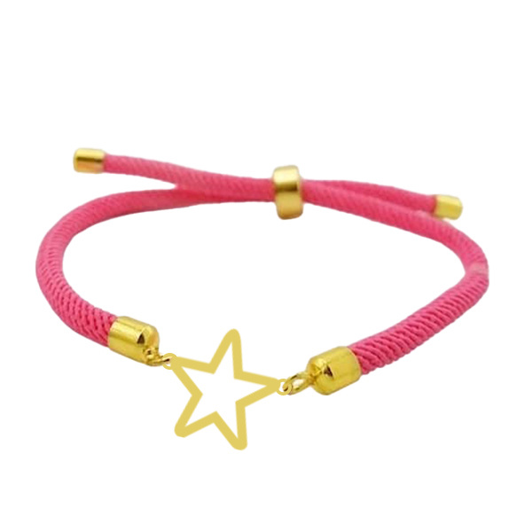 دستبند طلا 18 عیار زنانه شمیم گلد گالری مدل آسانسوری پلاک دار ستاره ای رنگ صورتی دستبند طلا 18 عیار زنانه شمیم گلد گالری مدل آسانسوری پلاک دار ستاره ای رنگ صورتی