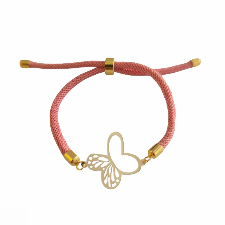 دستبند طلا 18 عیار زنانه شمیم گلد گالری مدل پروانه مینیمال کد D21-33