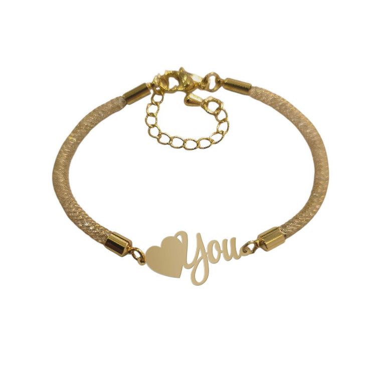 دستبند طلا 18 عیار زنانه شمیم گلد گالری مدل I LOVE YOU کد D61-9 دستبند طلا 18 عیار زنانه شمیم گلد گالری مدل I LOVE YOU کد D61-9