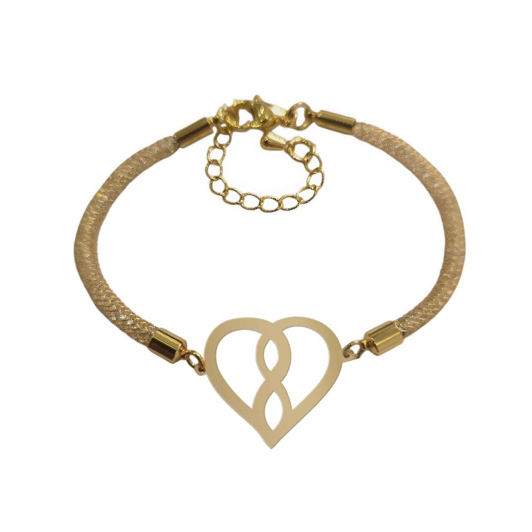 دستبند طلا 18 عیار زنانه شمیم گلد گالری طرح قلب و بینهایت کد D16-28 دستبند طلا 18 عیار زنانه شمیم گلد گالری طرح قلب و بینهایت کد D16-28