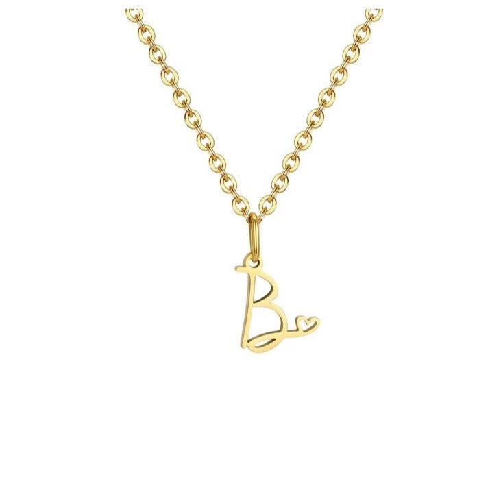 گردنبند طلا 18 عیار زنانه شمیم گلد گالری مدل پلاک حرف B و قلب کد S-1