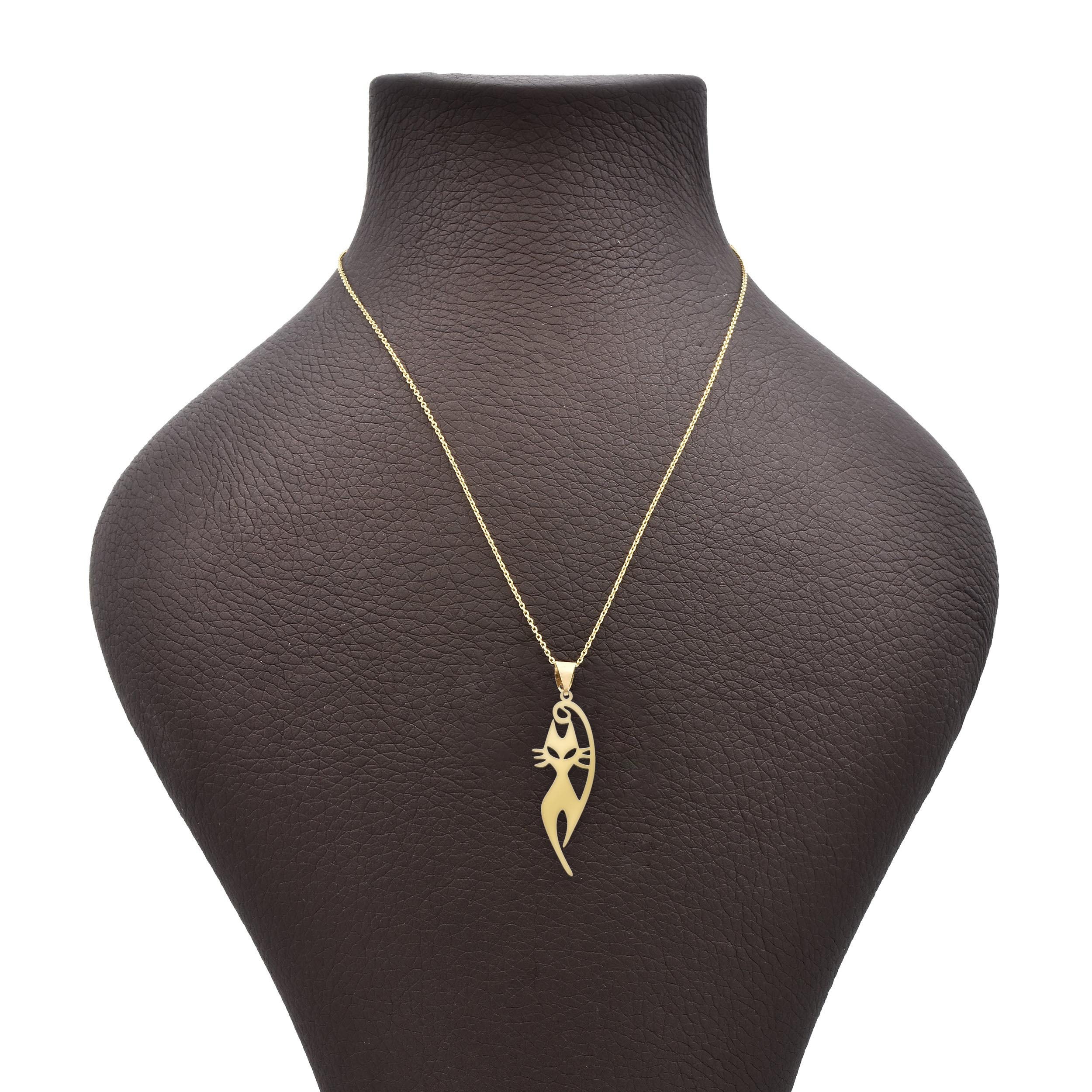 گردنبند طلا 18 عیار شمیم گلد گالری طرح گربه مدل Z9 گردنبند طلا 18 عیار شمیم گلد گالری طرح گربه مدل Z9