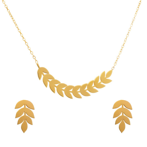 نیم ست طلا 18 عیار زنانه شمیم گلد گالری طرح گندم مدل DS11 نیم ست طلا 18 عیار زنانه شمیم گلد گالری طرح گندم مدل DS11