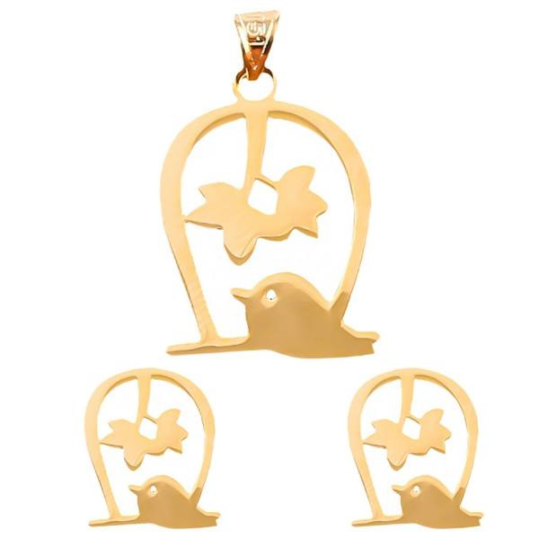 نیم ست طلا 18 عیار شمیم گلد گالری کد 12011