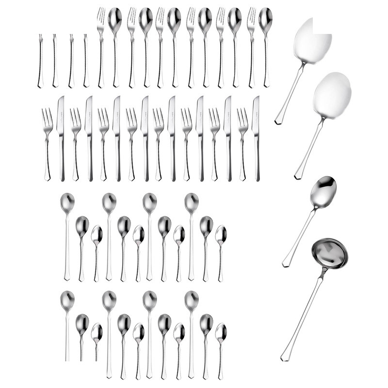 سرویس قاشق و چنگال 60 پارچه 8 نفره جی فی نی مدل 58 لاکچری سرویس قاشق و چنگال 60 پارچه 8 نفره جی فی نی مدل 58 لاکچری