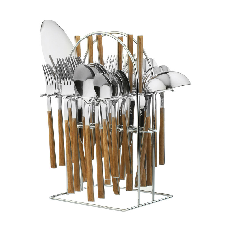 سرویس قاشق و چنگال 33 پارچه جی فی نی مدل L- WOOD سرویس قاشق و چنگال 33 پارچه جی فی نی مدل L- WOOD