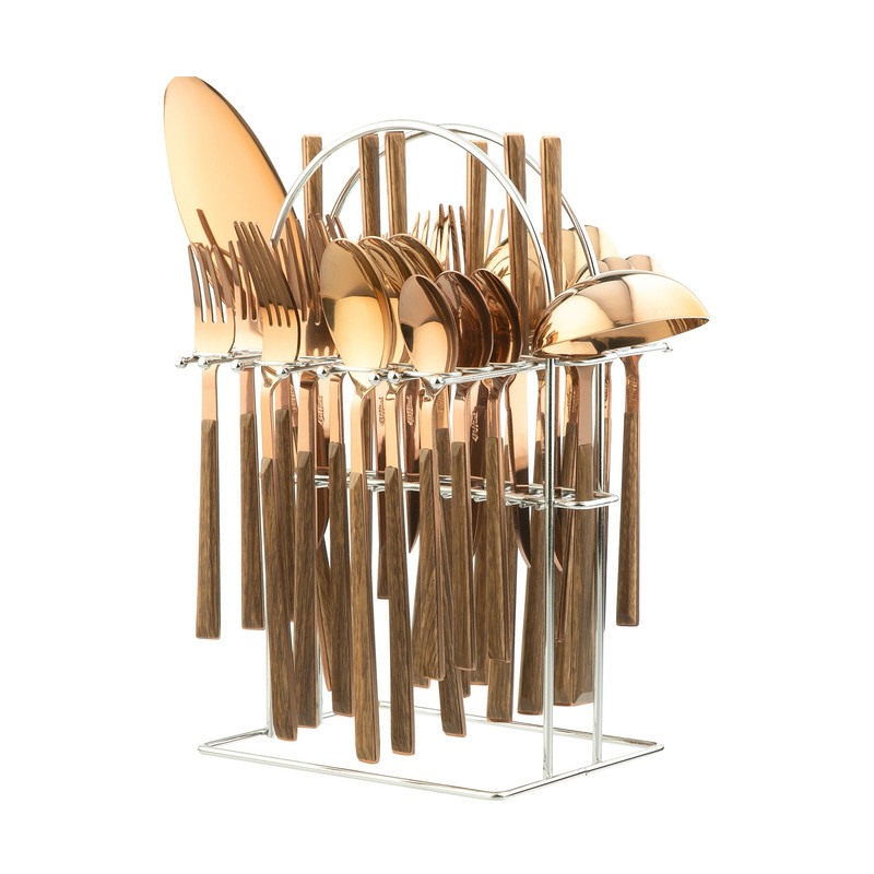 سرویس قاشق و چنگال 33 پارچه جی فی نی مدل  WOOD-R سرویس قاشق و چنگال 33 پارچه جی فی نی مدل  WOOD-R