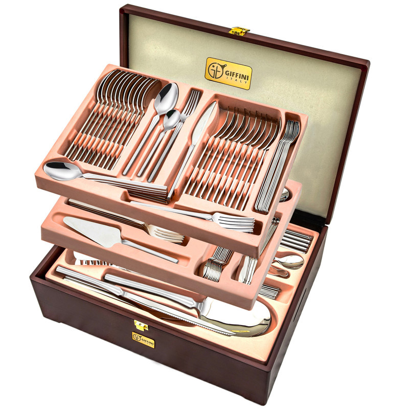 سرویس قاشق و چنگال 148 پارچه جی فی نی مدل A-03 لاکچری سرویس قاشق و چنگال 148 پارچه جی فی نی مدل A-03 لاکچری