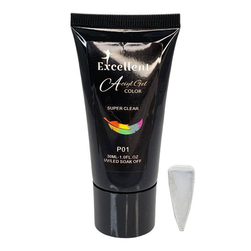 پلی ژل کاشت ناخن اکسلنت مدل Super Clear P01 حجم 30 میلی لیتر پلی ژل کاشت ناخن اکسلنت مدل Super Clear P01 حجم 30 میلی لیتر