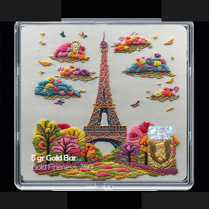 شمش طلا 18 عیار مدوپد مدل ایفل کد SG11816 شمش طلا 18 عیار مدوپد مدل ایفل کد SG11816