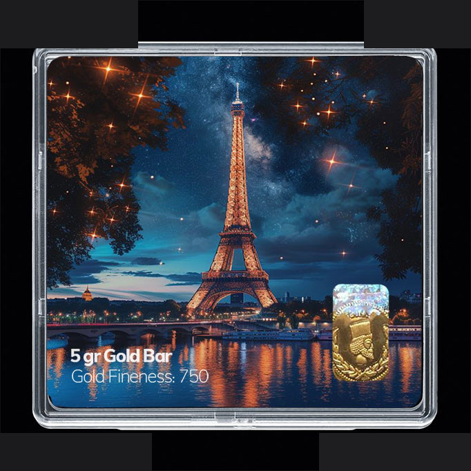 شمش طلا 18 عیار مدوپد مدل ایفل کد SG11807 شمش طلا 18 عیار مدوپد مدل ایفل کد SG11807