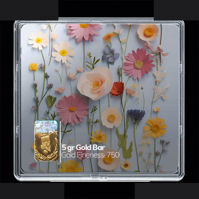 شمش طلا 18 عیار مدوپد مدل گل کد SG10548 شمش طلا 18 عیار مدوپد مدل گل کد SG10548