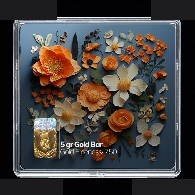 شمش طلا 18 عیار مدوپد مدل گل کد SG10384 شمش طلا 18 عیار مدوپد مدل گل کد SG10384