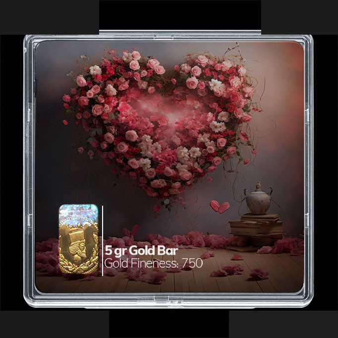 شمش طلا 18 عیار مدوپد مدل قلب و گل کد SG10344 شمش طلا 18 عیار مدوپد مدل قلب و گل کد SG10344