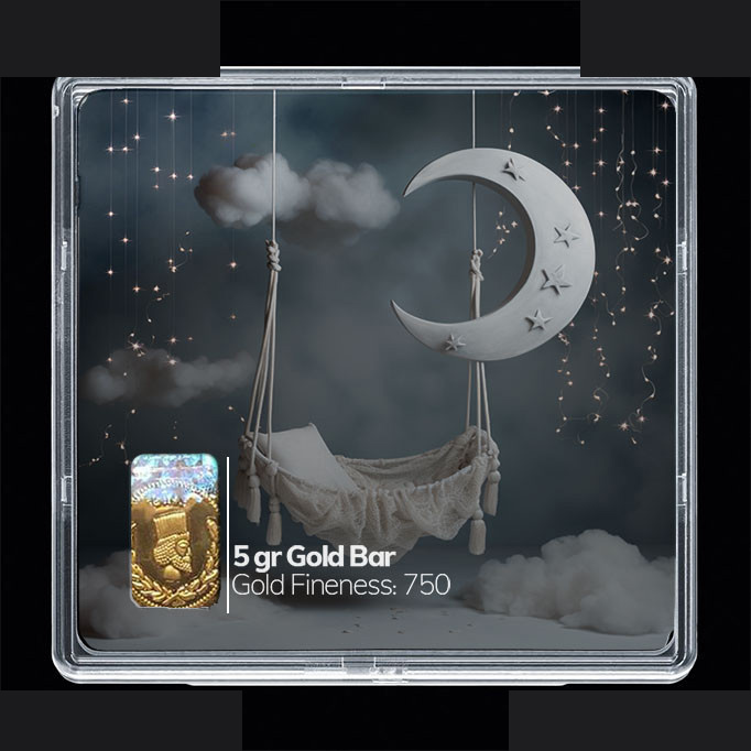 شمش طلا 18 عیار مدوپد مدل ماه و گهواره کد SG10298