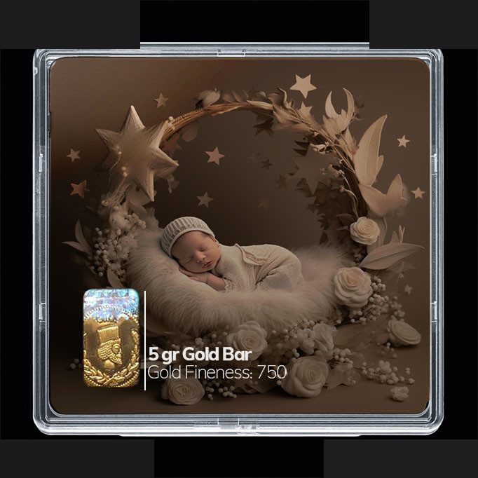 شمش طلا 18 عیار مدوپد مدل نوزاد کد SG10277 شمش طلا 18 عیار مدوپد مدل نوزاد کد SG10277