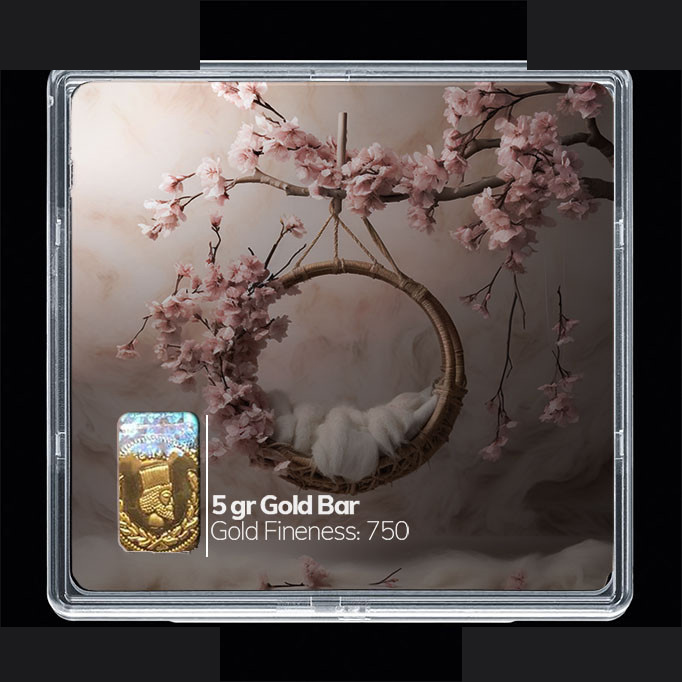 شمش طلا 18 عیار مدوپد مدل سبد و گل کد SG10242 شمش طلا 18 عیار مدوپد مدل سبد و گل کد SG10242