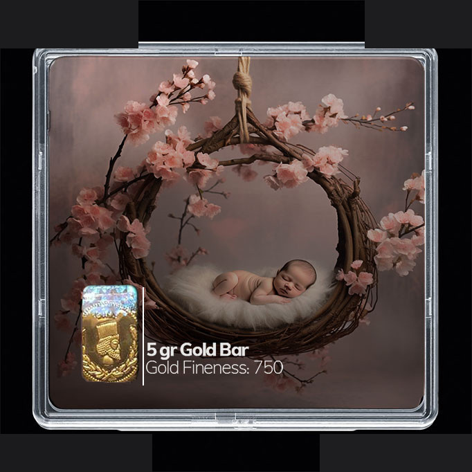 شمش طلا 18 عیار مدوپد مدل نوزاد کد SG10239 شمش طلا 18 عیار مدوپد مدل نوزاد کد SG10239