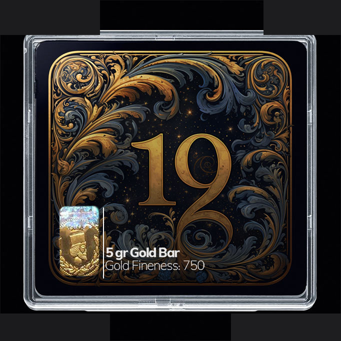 شمش طلا 18 عیار مدوپد مدل عدد 19 کد SG10199 شمش طلا 18 عیار مدوپد مدل عدد 19 کد SG10199