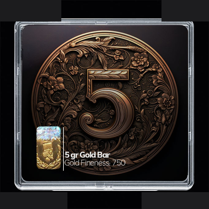 شمش طلا 18 عیار مدوپد مدل عدد 5 کد SG10198 شمش طلا 18 عیار مدوپد مدل عدد 5 کد SG10198