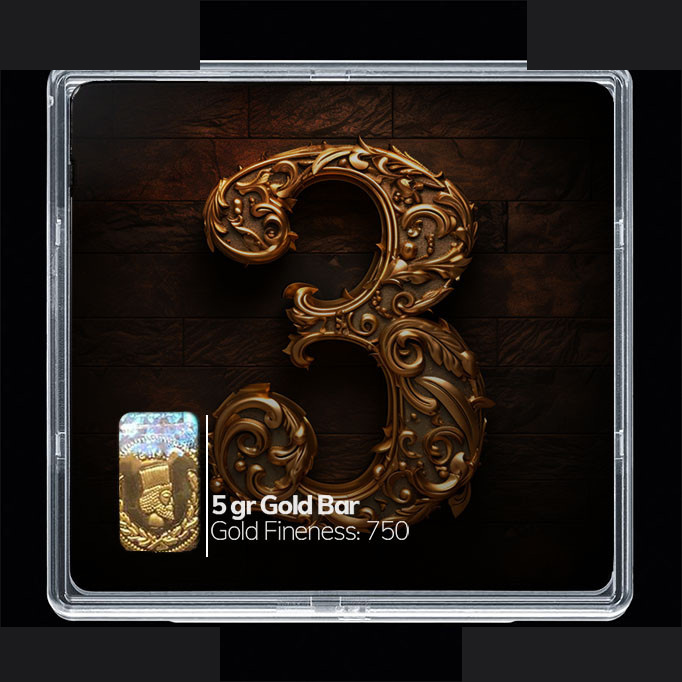 شمش طلا 18 عیار مدوپد مدل عدد 3 کد SG10187 شمش طلا 18 عیار مدوپد مدل عدد 3 کد SG10187