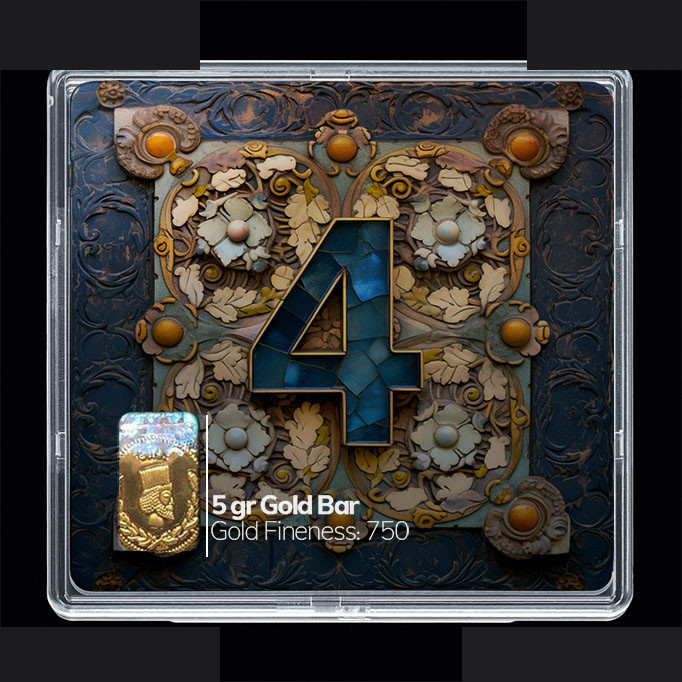 شمش طلا 18 عیار مدوپد مدل عدد 4 کد SG10181 شمش طلا 18 عیار مدوپد مدل عدد 4 کد SG10181