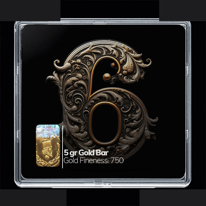 شمش طلا 18 عیار مدوپد مدل عدد 6 کد SG10161 شمش طلا 18 عیار مدوپد مدل عدد 6 کد SG10161