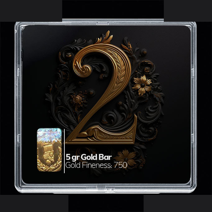 شمش طلا 18 عیار مدوپد مدل عدد 2 کد SG10157 شمش طلا 18 عیار مدوپد مدل عدد 2 کد SG10157