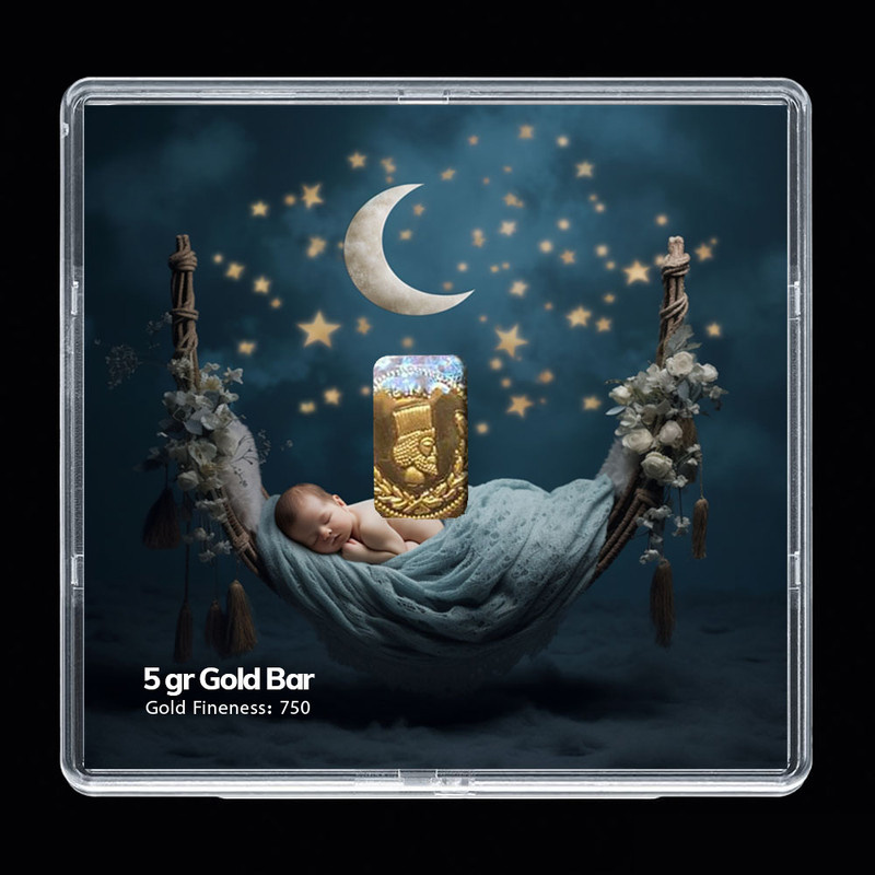 شمش طلا 18 عیار مدوپد مدل نوزاد کد SG-10253 شمش طلا 18 عیار مدوپد مدل نوزاد کد SG-10253