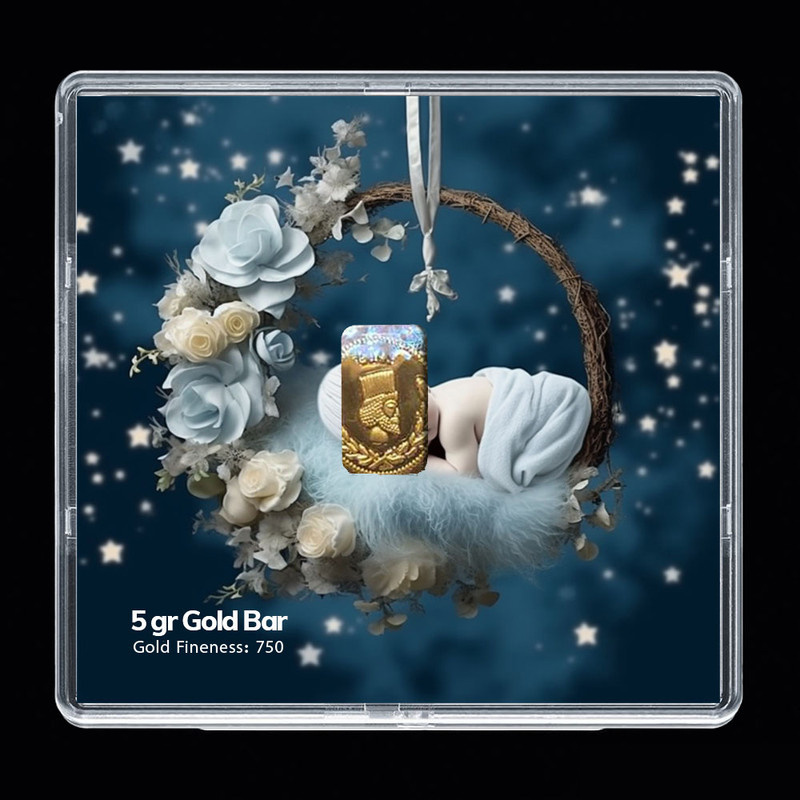 شمش طلا 18 عیار مدوپد مدل نوزاد کد SG-10252 شمش طلا 18 عیار مدوپد مدل نوزاد کد SG-10252