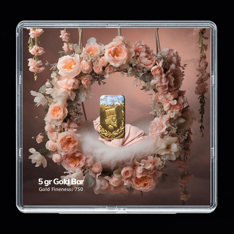 شمش طلا 18 عیار مدوپد مدل نوزاد کد SG-10251 شمش طلا 18 عیار مدوپد مدل نوزاد کد SG-10251