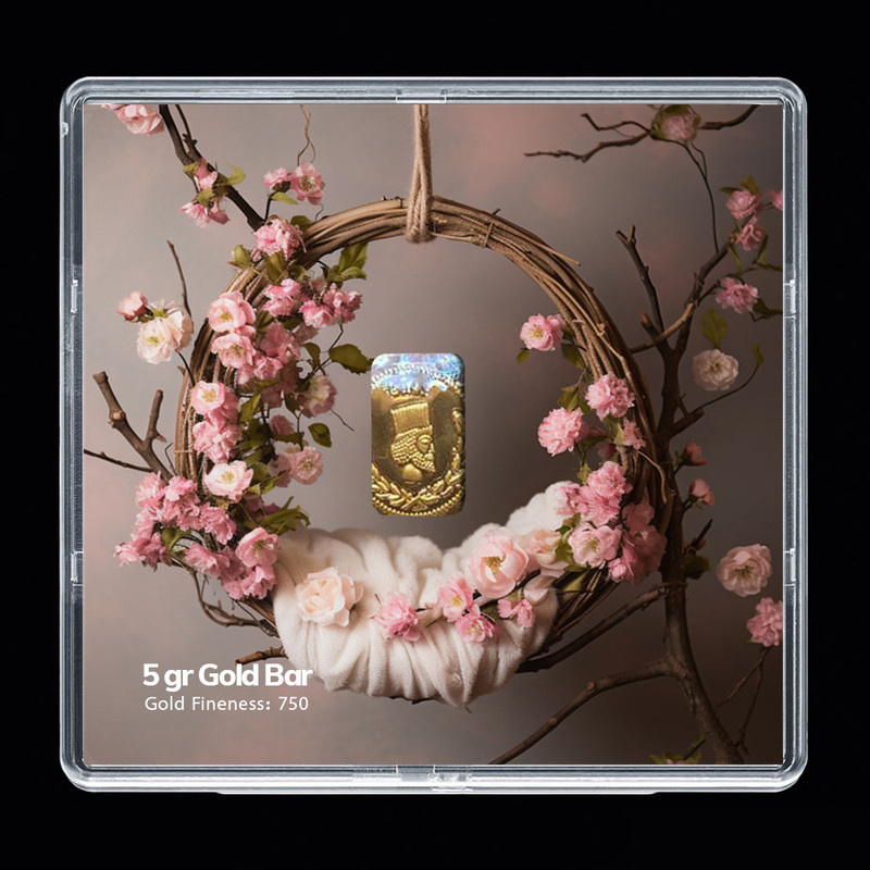 شمش طلا 18 عیار مدوپد مدل سبد و گل کد SG-10248 شمش طلا 18 عیار مدوپد مدل سبد و گل کد SG-10248