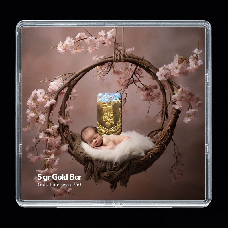 شمش طلا 18 عیار مدوپد مدل نوزاد کد SG-10244 شمش طلا 18 عیار مدوپد مدل نوزاد کد SG-10244