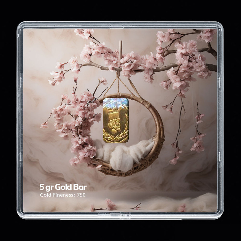 شمش طلا 18 عیار مدوپد مدل سبد و گل کد SG-10242 شمش طلا 18 عیار مدوپد مدل سبد و گل کد SG-10242