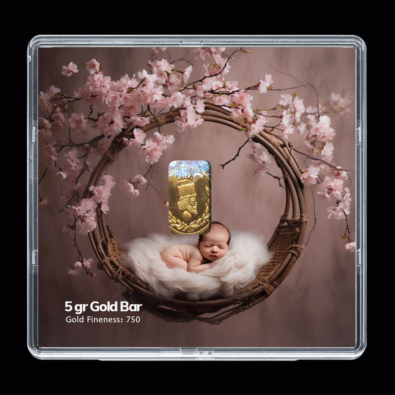 شمش طلا 18 عیار مدوپد مدل نوزاد کد SG-10241 شمش طلا 18 عیار مدوپد مدل نوزاد کد SG-10241