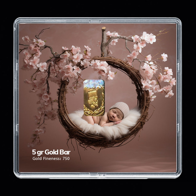 شمش طلا 18 عیار مدوپد مدل نوزاد کد SG-10240 شمش طلا 18 عیار مدوپد مدل نوزاد کد SG-10240
