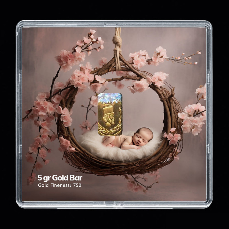 شمش طلا 18 عیار مدوپد مدل نوزاد کد SG-10239 شمش طلا 18 عیار مدوپد مدل نوزاد کد SG-10239