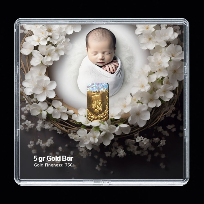 شمش طلا 18 عیار مدوپد مدل نوزاد کد SG-10234 شمش طلا 18 عیار مدوپد مدل نوزاد کد SG-10234