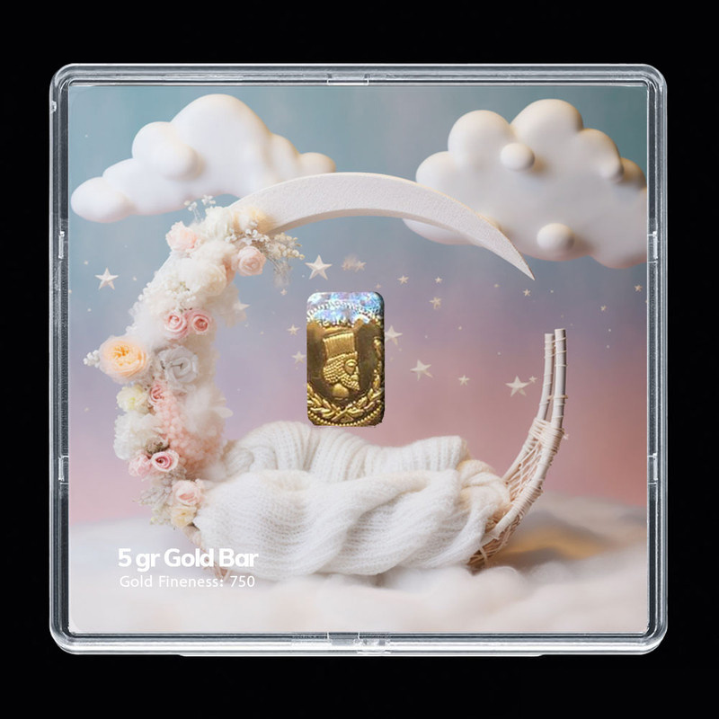 شمش طلا 18 عیار مدوپد مدل ماه و ستاره کد SG-10232 شمش طلا 18 عیار مدوپد مدل ماه و ستاره کد SG-10232