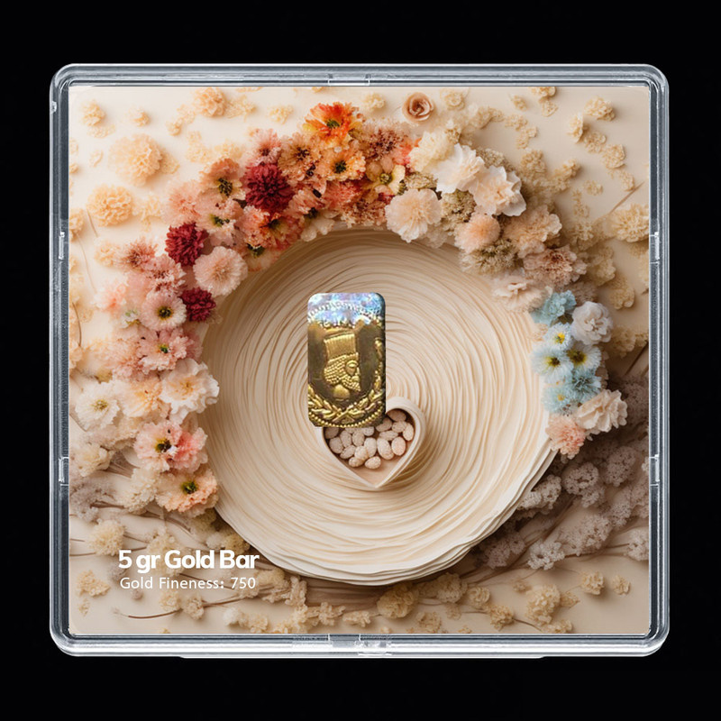 شمش طلا 18 عیار مدوپد مدل قلب و گل کد SG-10222 شمش طلا 18 عیار مدوپد مدل قلب و گل کد SG-10222