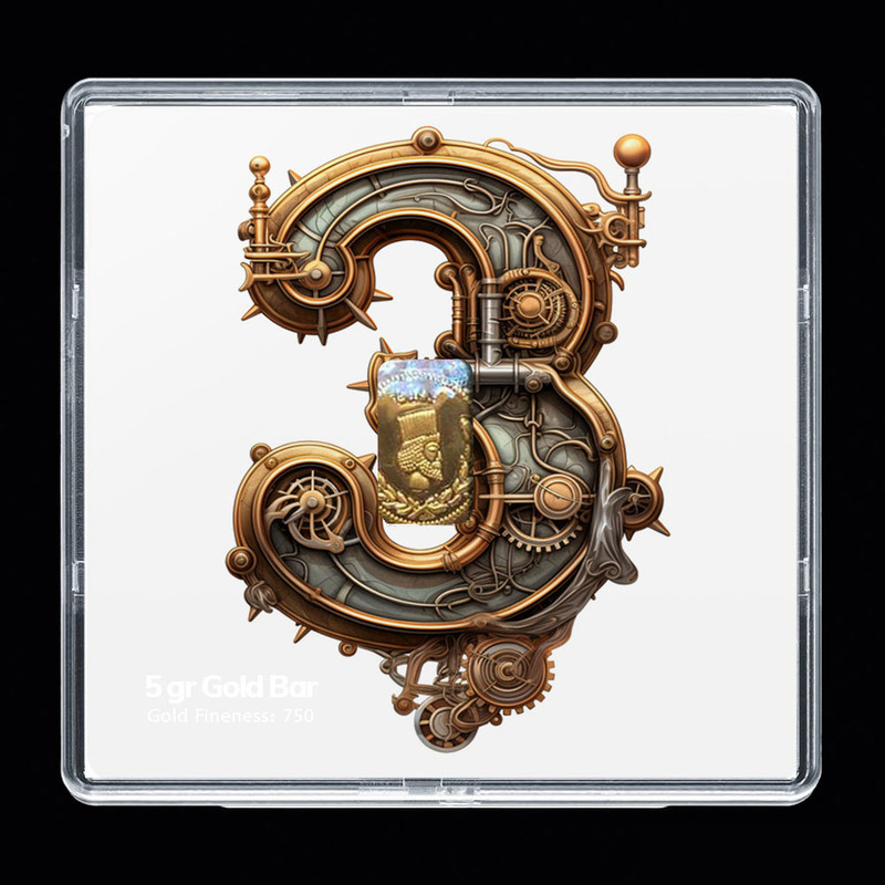 شمش طلا 18 عیار مدوپد مدل عدد 3 کد SG-10206 شمش طلا 18 عیار مدوپد مدل عدد 3 کد SG-10206