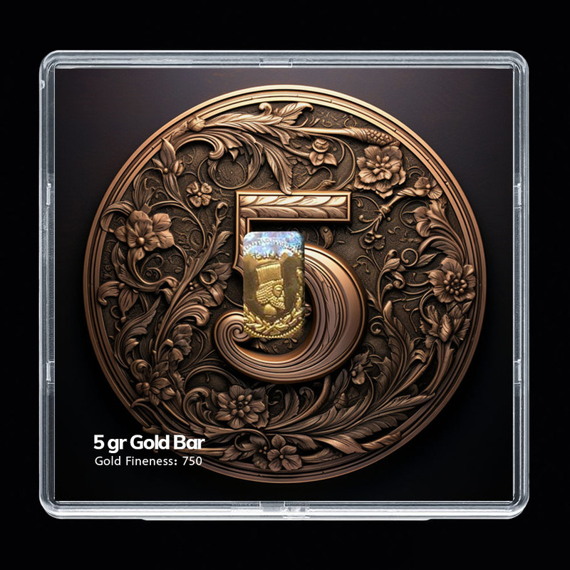 شمش طلا 18 عیار مدوپد مدل عدد 5 کد SG-10198 شمش طلا 18 عیار مدوپد مدل عدد 5 کد SG-10198