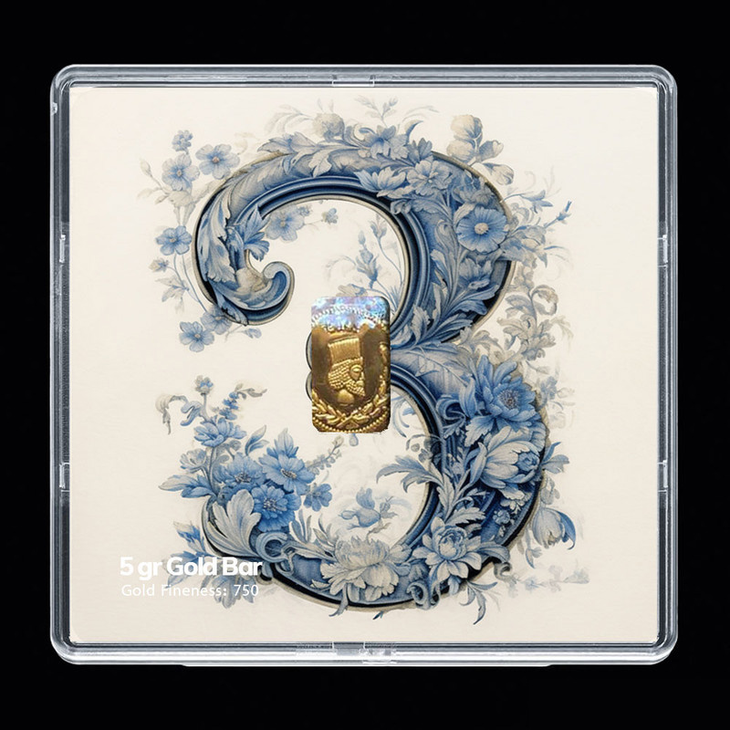 شمش طلا 18 عیار مدوپد مدل عدد 3 کد SG-10168 شمش طلا 18 عیار مدوپد مدل عدد 3 کد SG-10168