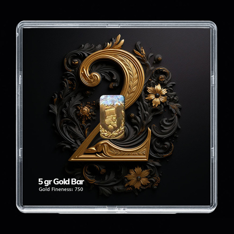 شمش طلا 18 عیار مدوپد مدل عدد 2 کد SG-10157 شمش طلا 18 عیار مدوپد مدل عدد 2 کد SG-10157