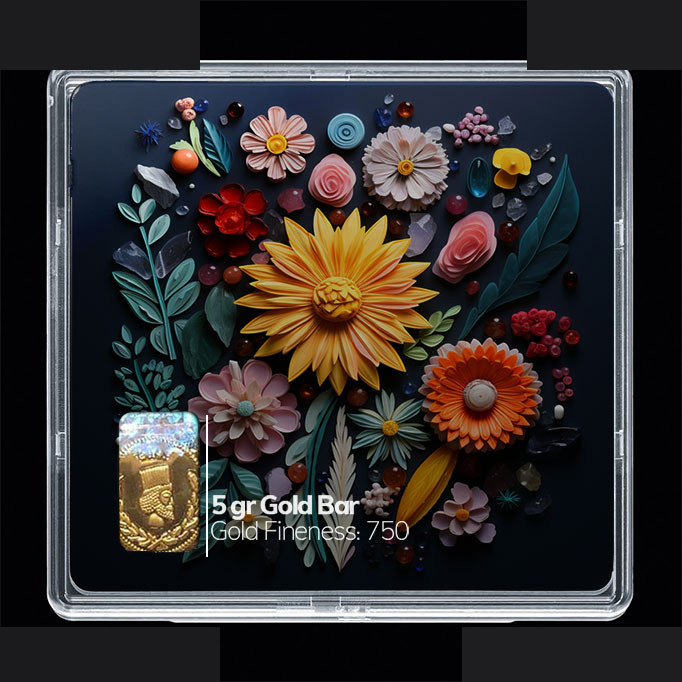 شمش طلا 18 عیار مدوپد مدل گل کد SG10485 شمش طلا 18 عیار مدوپد مدل گل کد SG10485