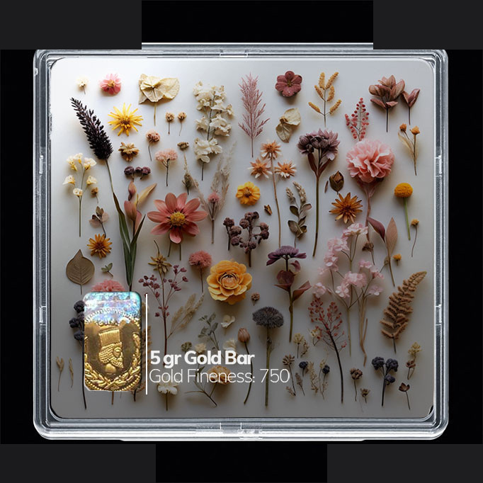 شمش طلا 18 عیار مدوپد مدل گل کد SG10483 شمش طلا 18 عیار مدوپد مدل گل کد SG10483