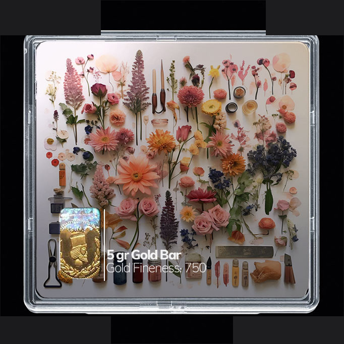 شمش طلا 18 عیار مدوپد مدل گل کد SG10473 شمش طلا 18 عیار مدوپد مدل گل کد SG10473