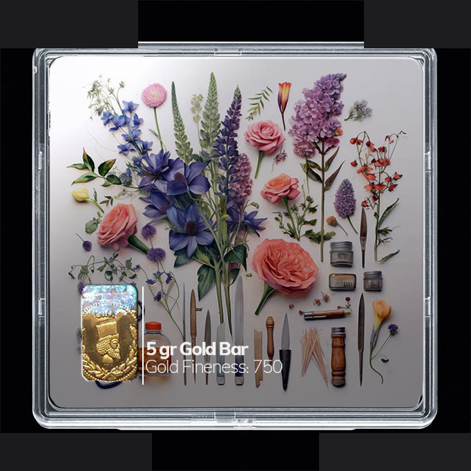 شمش طلا 18 عیار مدوپد مدل گل کد SG10472 شمش طلا 18 عیار مدوپد مدل گل کد SG10472