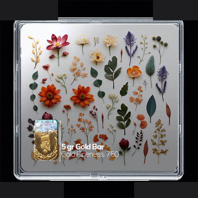 شمش طلا 18 عیار مدوپد مدل گل کد SG10467 شمش طلا 18 عیار مدوپد مدل گل کد SG10467